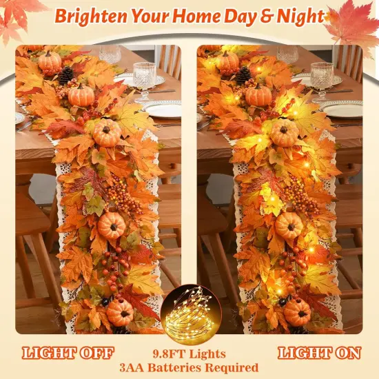 Fall Decor - 5.9 FT Fall Garland for Mantle {4}
