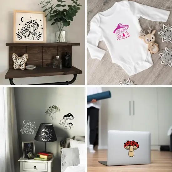 20 Pieces Mushrooms Stencils Template - 5.1" {5}