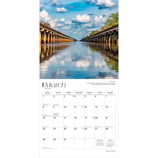 Bayou Country | Louisiana Places | 2026 12 x 24 Inch (Hanging) Monthly Square Wall Calendar | Plastic-Free {3}