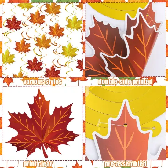 36 Pieces Fall Leaves Hanging Swirls Decorations {3}