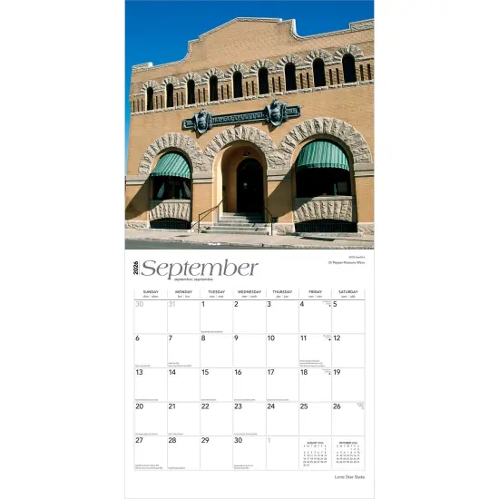 Lone Star State | Texas Places | 2026 12 x 24 Inch (Hanging) Monthly Square Wall Calendar | Plastic-Free {4}