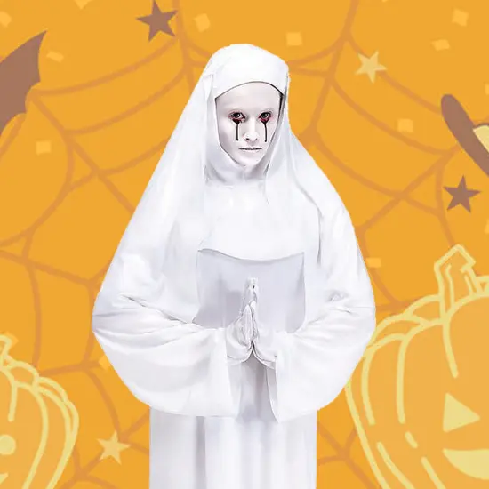 Adult Ghost Nun White Horror Habit Costume Accessory {3}
