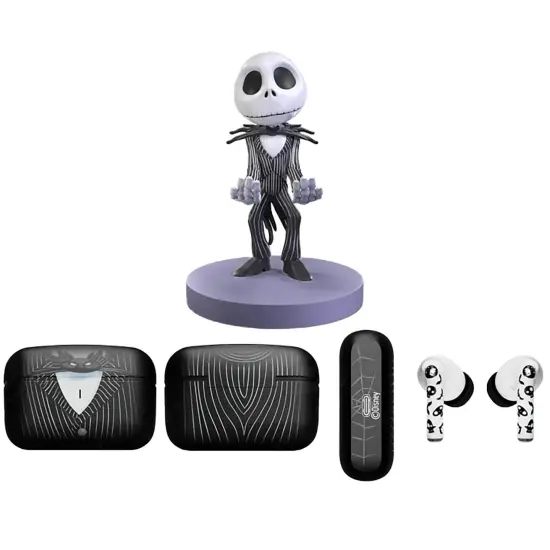 Exquisite Gaming: Buds Pro & Holdems Bundle - Jack Skellington - Wireless Bluetooth Earbuds & Case, Character Device Holder/Figure, Disney TNBC Set {6}