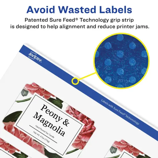 Avery Glossy Clear Rectangle Scalloped Labels with Sure Feed, 2" x 3" {4}