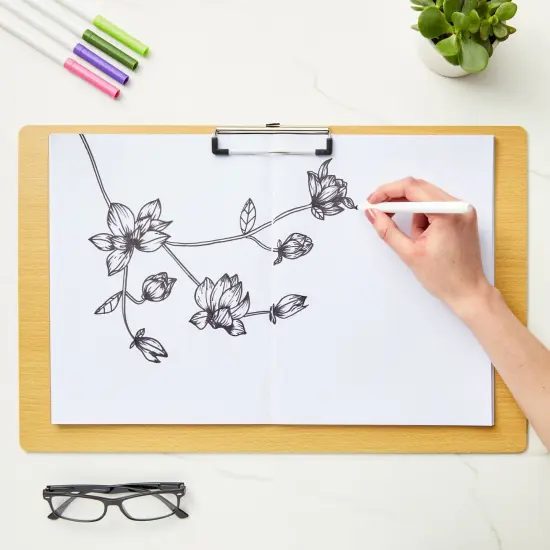 6-Pack Extra Large Clipboards with Low Profile Clip, 19.5x12.5 Inch Horizontal Wooden Lap Boards, Landscape Layout, Wood Sideways Clip Board for Drawing, Sketching, Art Classroom Office Supplies Brown {2}