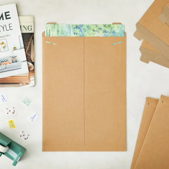 25-Pack Brown Rigid Mailers That Stay Flat 13x18, Bulk Kraft Paper Sturdy Cardboard Envelopes, 450 GSM for Shipping Photos, Packing Documents, Gift Cards, CDs, Art Prints {2}