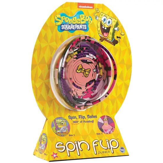 Spin Flip Puzzle: Spongebob & Patrick - 12 Rings - 2-In-1: Double-Sided Puzzle, Spin-Flip-Solve, 360 Degress Of Puzzling, Licensed, Adults & Kids 8+ {1}
