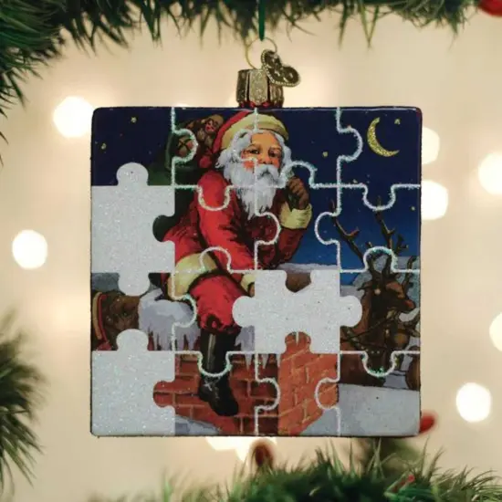 Old World Christmas 4.0 Inch Santa Jigsaw Puzzle Tree Ornament , Interlocking Pieces Multicolored {3}
