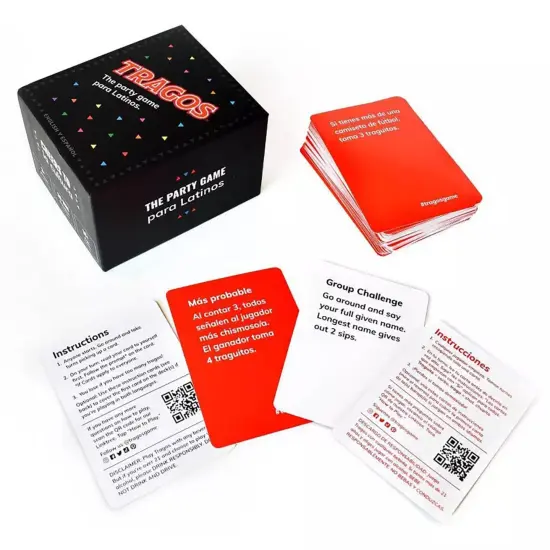 Tragos: Bilingual - English Y Espanol - The Party Game For Latinos, Relatable Hilarious Cultural Spanglish Adult Card Game, Fun Prompts & Dares {7}