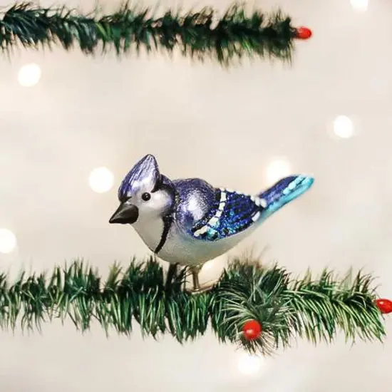 Old World Christmas 3.0 Inch Bright Blue Jay Christmas Tree Ornament , Ornament Clip On Wildlife Bird {3}