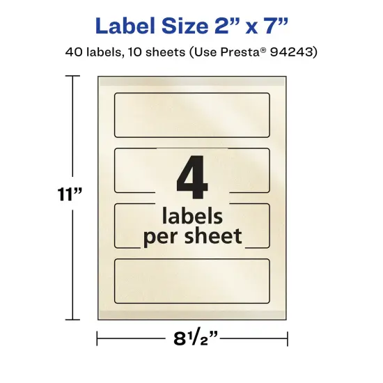 Avery Pearlized Ivory Rectangle Labels with Sure Feed Technology, Print-to-the-Edge, 2" x 7" {5}