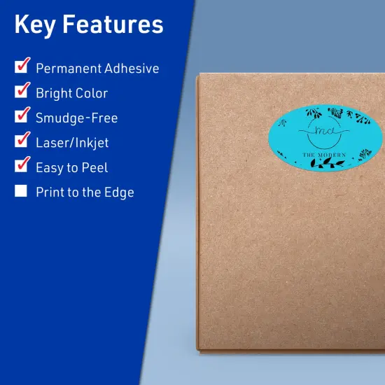 Avery Bright Blue Paper Labels, 4.25" x 2.5" Oval {2}