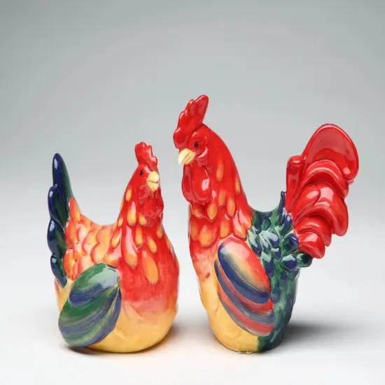 Ceramic Rooster Couple Salt & Pepper Shakers, Home D&eacute;cor, Gift for Her, Gift for Mom, Kitchen D&eacute;cor, Farmhouse Decor {3}
