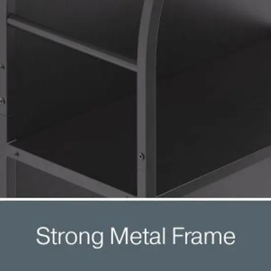 4 Tiered Black Arched Bookshelf - Stylish, Modern Home Decor - Tall Arch Bookcase - Wooden Open Arched Cabinet with Shelves - Grain Textured Laminate Arch Bookshelf with Wood Panel Backing (Black) {5}