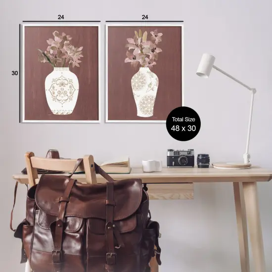 Stupell Industries Rustic Boho Bouquets 2pc Framed Giclee Wall Art Set Design by Janet Tava {3}