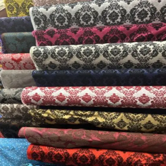 1 Yard Ornate Damask Flocking Taffeta Fabric for Distinctive Decor 58" Width Pink/Brown&hellip; {6}