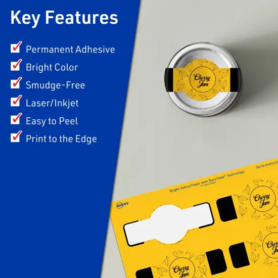 Avery Bright Yellow Paper Labels, 1.5" x 3.5" Wraparound {2}