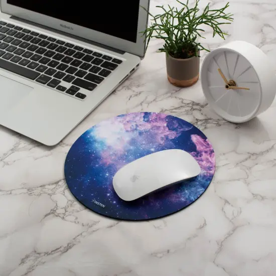 Insten Nebula Galaxy Mouse Pad Round, Non Slip Rubber Base, Smooth Surface Mat, For Home Office Gaming, Purple {6}