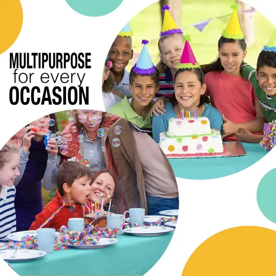  Party Solids 54" x 300' Plastic Table Cover Roll with Slide Cutter &ndash; Cut-to-Size Dispenser Box &ndash; Makes Up to 36 Disposable 8' Rectangle Tablecloths by Exquisite Aqua {6}