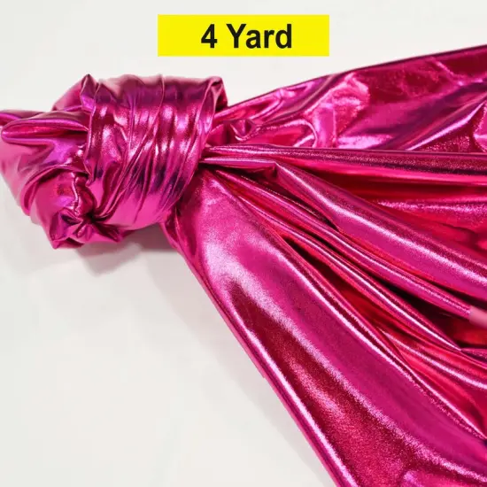 Metallic Foil Spandex Lame Stretch Fabric for Apparel and Costumes Fuchsia {1}