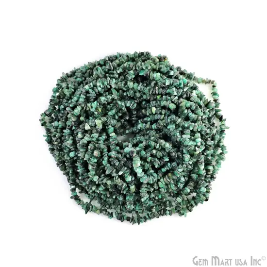 Emerald Chip Beads, 34 Inch, Natural Chip Strands, Drilled Strung Nugget Beads, 3-7mm, Polished, GemMartUSA (CHEM-70001) {7}