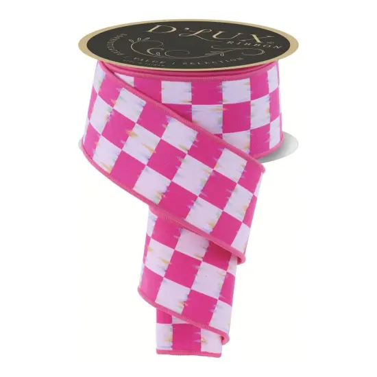 2.5" Bold Antique Fused Check: Hot Pink (10 Yards) {1}