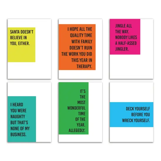 Snarky Christmas Cards - 24-Pack Funny Holiday Greeting Cards with 6 Sarcastic and Bold Messages, Perfect for Friends & Family Who Enjoy Edgy Humor, Blank Inside for Personalized Wishes - Playful and Unique Festive Stationery Set {1}