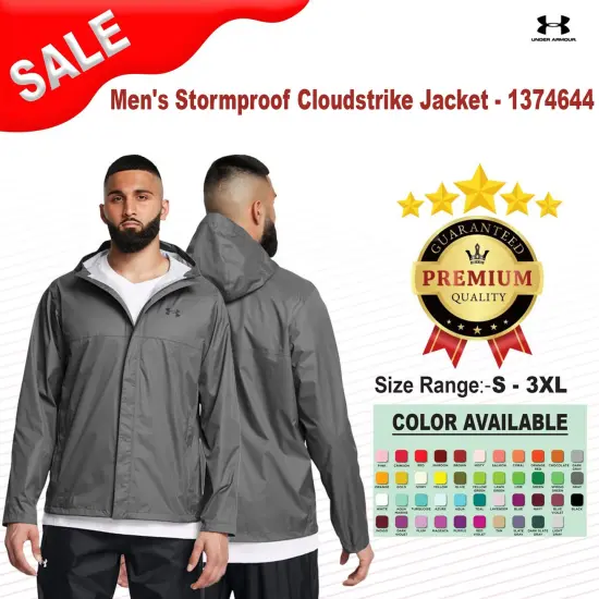 Under Armour&reg; Men's Stormproof Cloudstrike Jacket Black/ white {2}
