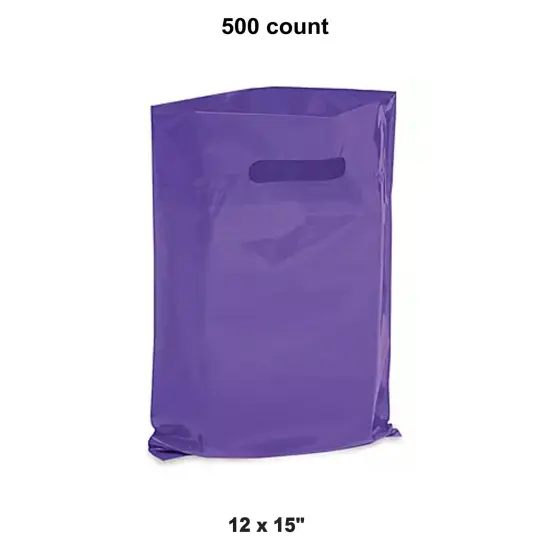 Modern 12 x 15" Die Cut Shopping Bags for Purple {1}