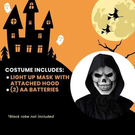 White Skull Light-Up Adult Costume Mask {6}