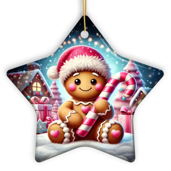 Sweet Gingerbread Wonderland Pink Themed Ornament, Heartwarming Christmas Gift {7}