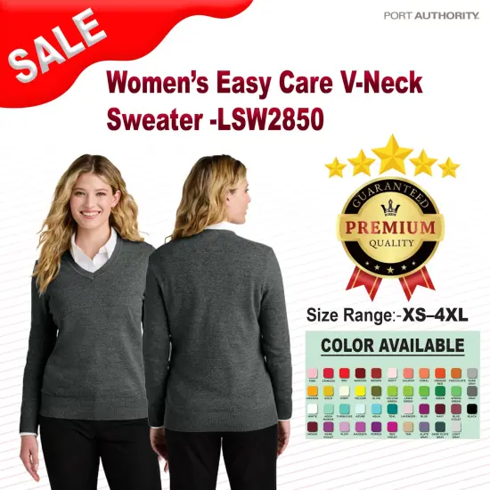 Port Authority&reg; Women&rsquo;s Easy Care V-Neck Sweater Deep Black {2}
