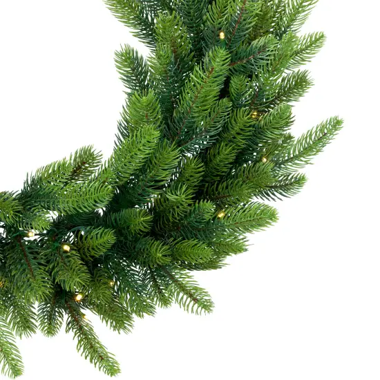 Northlight Real Touch&trade; B/O Pre-Lit Noble Fir Christmas Wreath - 24" - Warm White LED Green {4}