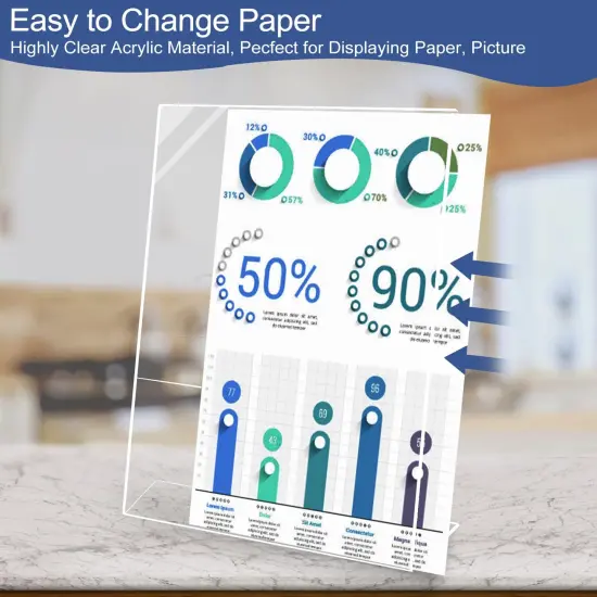 Wbtran Slanted Back Acrylic Sign Holder 5 x 7, Clear Tabletop Sign Holder, Acrylic Stands for Display 5 x 7, Plastic Paper Sign Holder for Office, Home, Restaurant (6 Pack) {4}