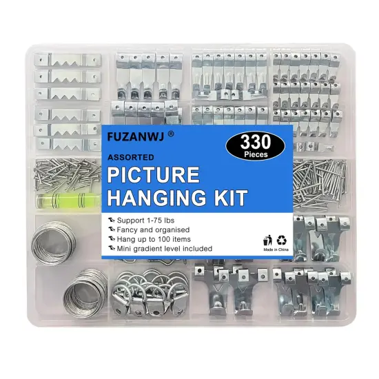 330pc Picture Hanging Kit - Wall Hangers, Nails, Wire, Screw Eyes, D Rings & Tool for Frame & Canvas Mounting {2}
