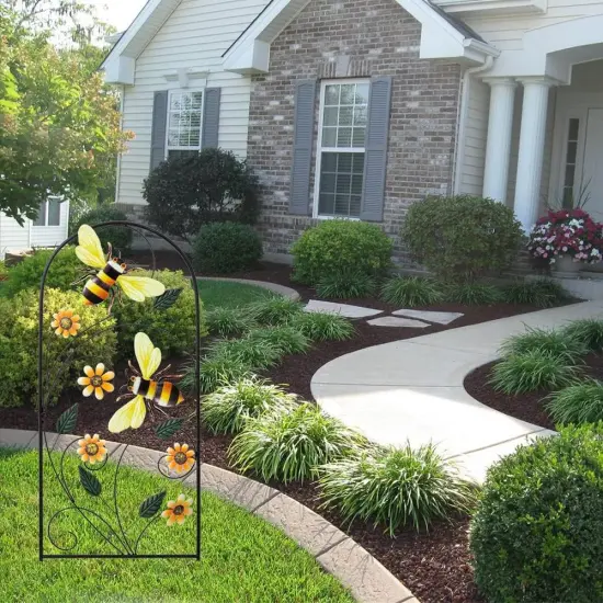 Garden Decor for Outside, 34 Inch Decorative Garden Stakes with Flowers Bees, Metal Spring Garden Decorations Yard Art for Outdoor Patio Yard Lawn Backyard {5}