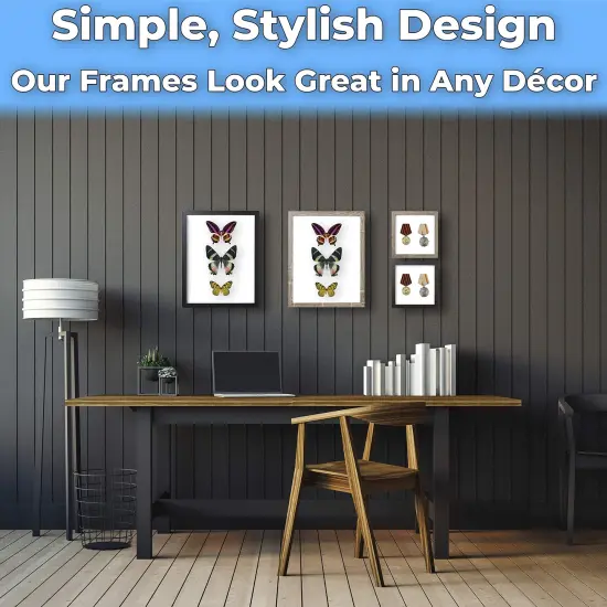 Real Wood 8x10 Shadow Box Frame 1pk. Genuine Hardwood Display with Real Glass. Best Shadowbox to Showcase Photos, Tickets, Wedding Bouquets, CDs, Medals, Awards, Seashells and Insects. {6}