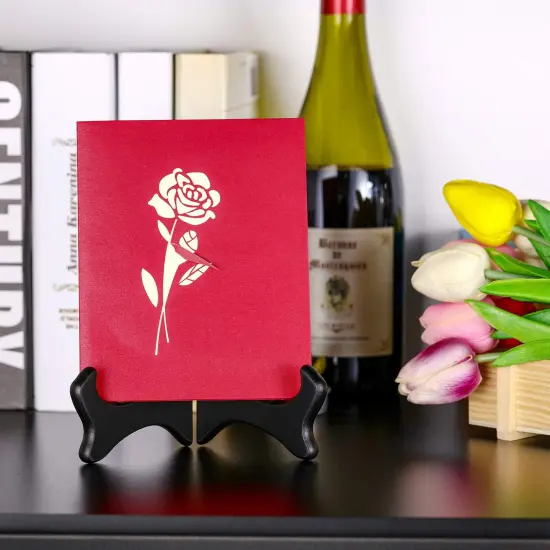 Tatuo 4 Packs Wooden Display Stand Decorative Plate Stands for Display Picture Frame Stand Holder Easels (5 Inch, Black) {3}