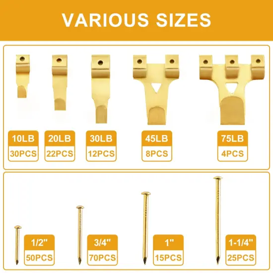303Pcs Picture Hanging Kit, Picture Hangers Assorted Kit With Heavy Duty Wall Hooks, Sawtooth, Picture Wire, D Rings, Hardware Nails, Eye Hooks and Picture Hanging Tool for Frame Canvas Mounting {4}