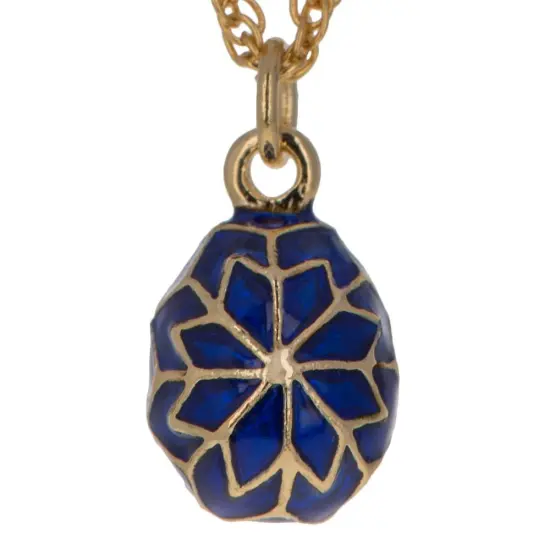 20-Inch Royal Blue Snowflake Egg: Enamel Pendant Necklace {3}