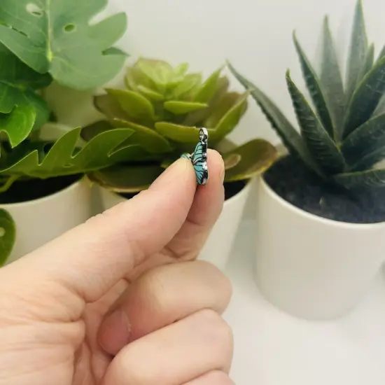 1, 4, 20 or 50 Pieces: Blue Striped Butterfly Charms {3}