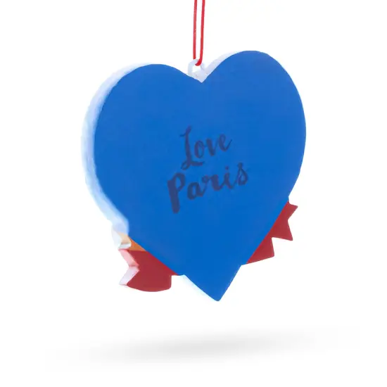 Paris Heart with Eiffel Tower and Bonjour Caf&eacute; Resin Christmas Ornament {4}