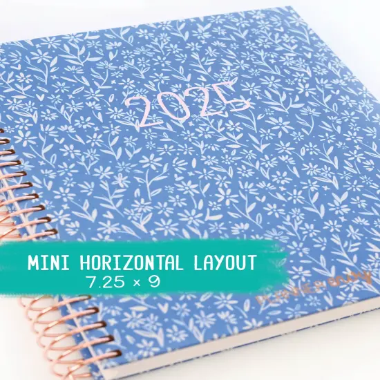2025 Planner - Mini Horizontal Layout, Spiral Bound - "Amalfi Floral" (#406) {1}