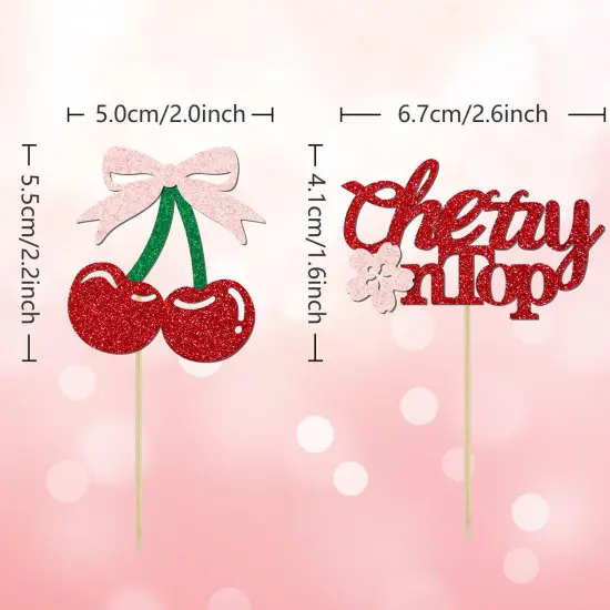24 Pack Cherry On Top Cupcake Toppers {2}
