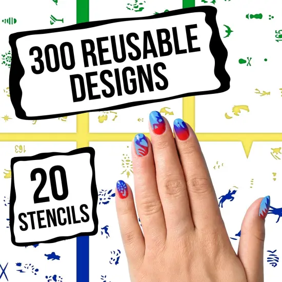 Airbrush Nail Stencils - Nail Art Stencils Set #9: 300 Unique Designs from 20 Individual Templates {4}