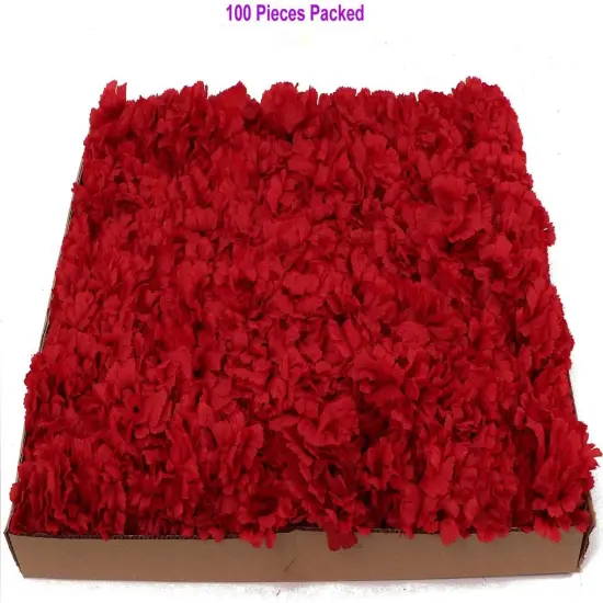 100-Pack: Burgundy Silk Carnation Flower Picks, Floral Home by Artificial Flowers {4}