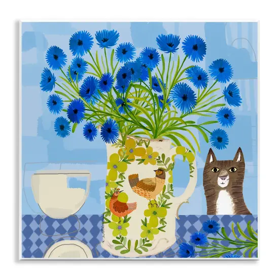 Stupell Industries Whimsical Jug of Cornflowers Wall Plaque Design by Kay Widdowson {1}