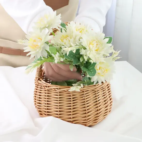 Small Gift Wicker Picnic Basket with Handle,Willow Flower Girl Basket for Weddings, Garden and Home Decor -Wicker Storage Basket-Natural {3}