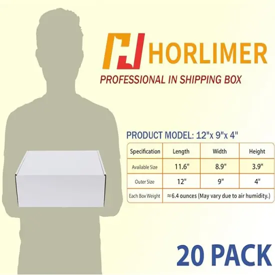 12x9x4 inches Shipping Boxes Set of 20, White Corrugated Cardboard Box Literature Mailer {2}
