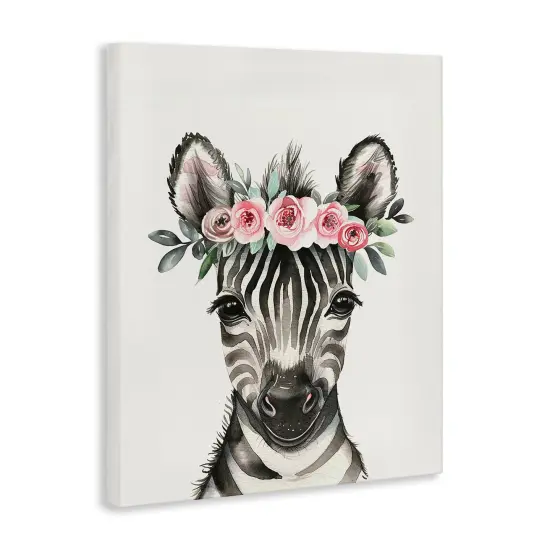 Stupell Industries Nursery Floral Zebra Canvas Wall Art Design by LSR Design Studio {3}